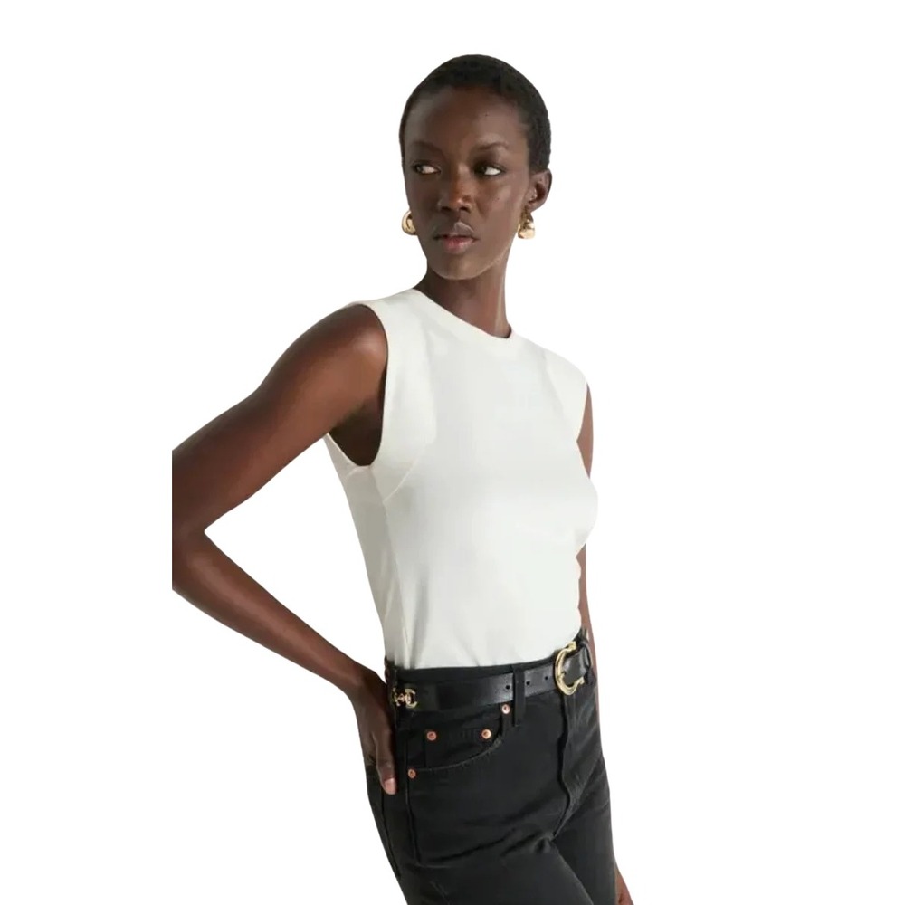 Nation Los Angeles Ronda Top NWT M Porcelain Open Back Anthropologie Pima Cotton